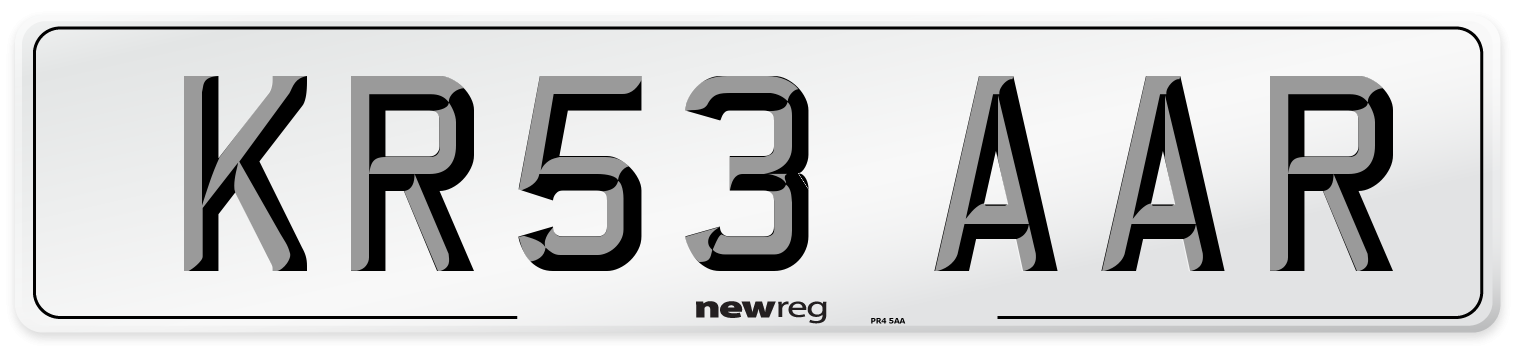 KR53 AAR Number Plate from New Reg
